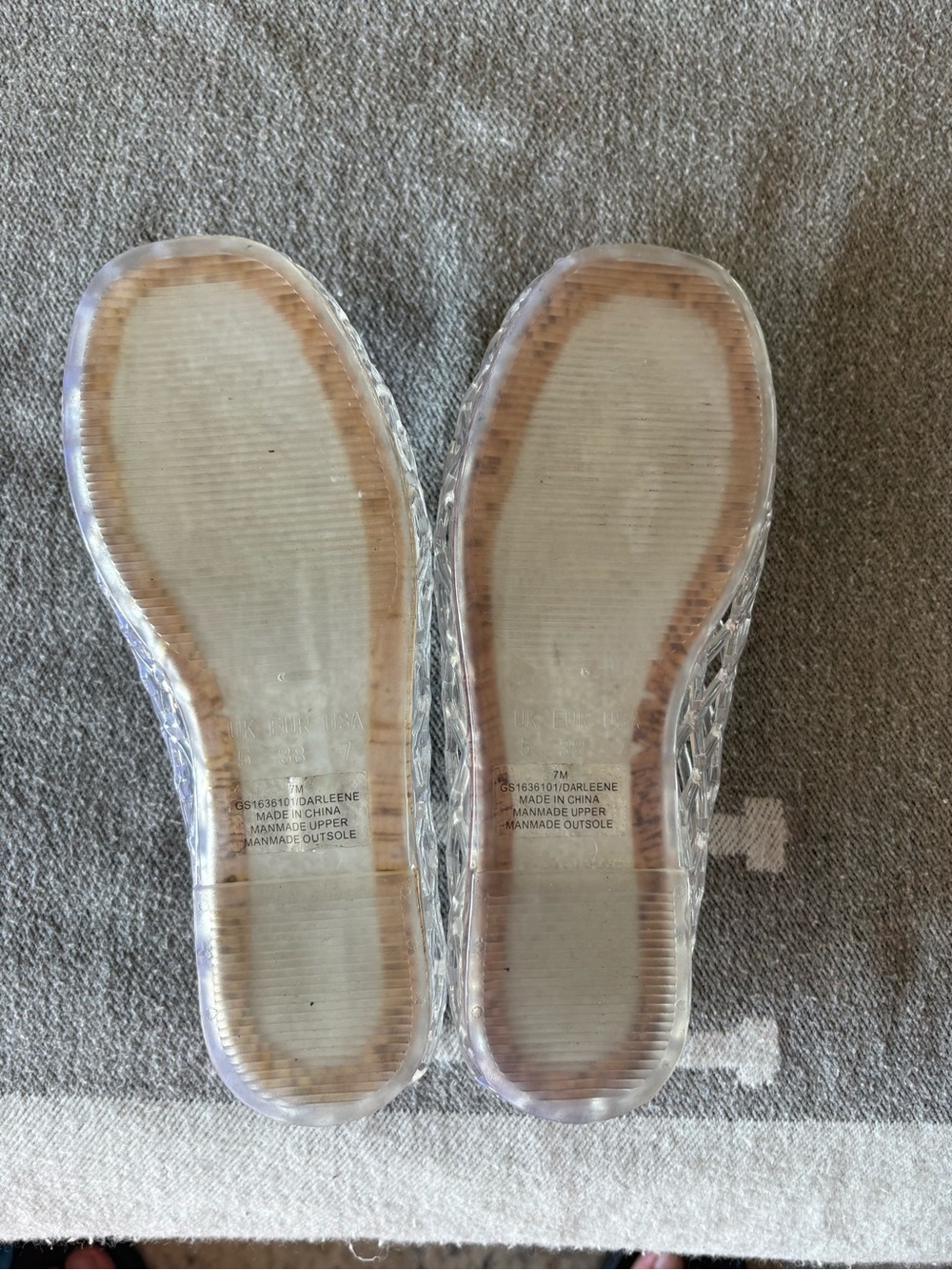 Steve Madden Clear Woven Jelly Slip-On Flats Cork Insole Round Toe US 7 - Picture 4 of 7